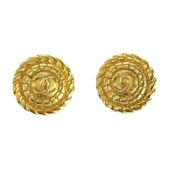 Chanel Coco Mark Gold Plated Earrings - Picture 1 of 10